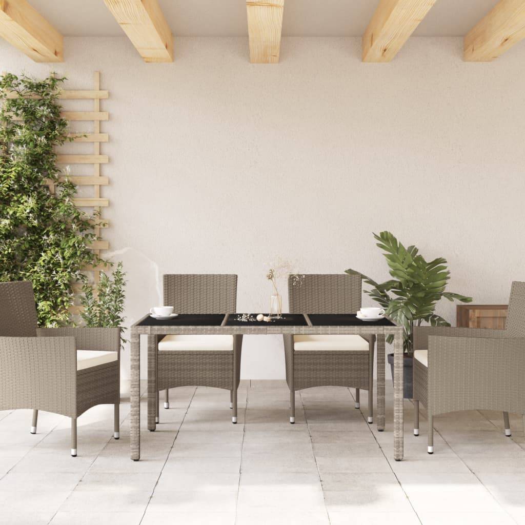 Table de jardin résine tressée verre gris clair 150 x 90 x 75 cm - PANGIVO - Image 3