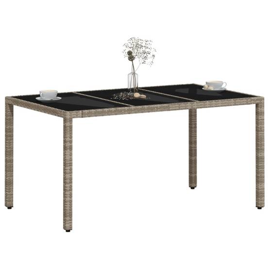 Table de jardin résine tressée verre gris clair 150 x 90 x 75 cm - PANGIVO - Image 4