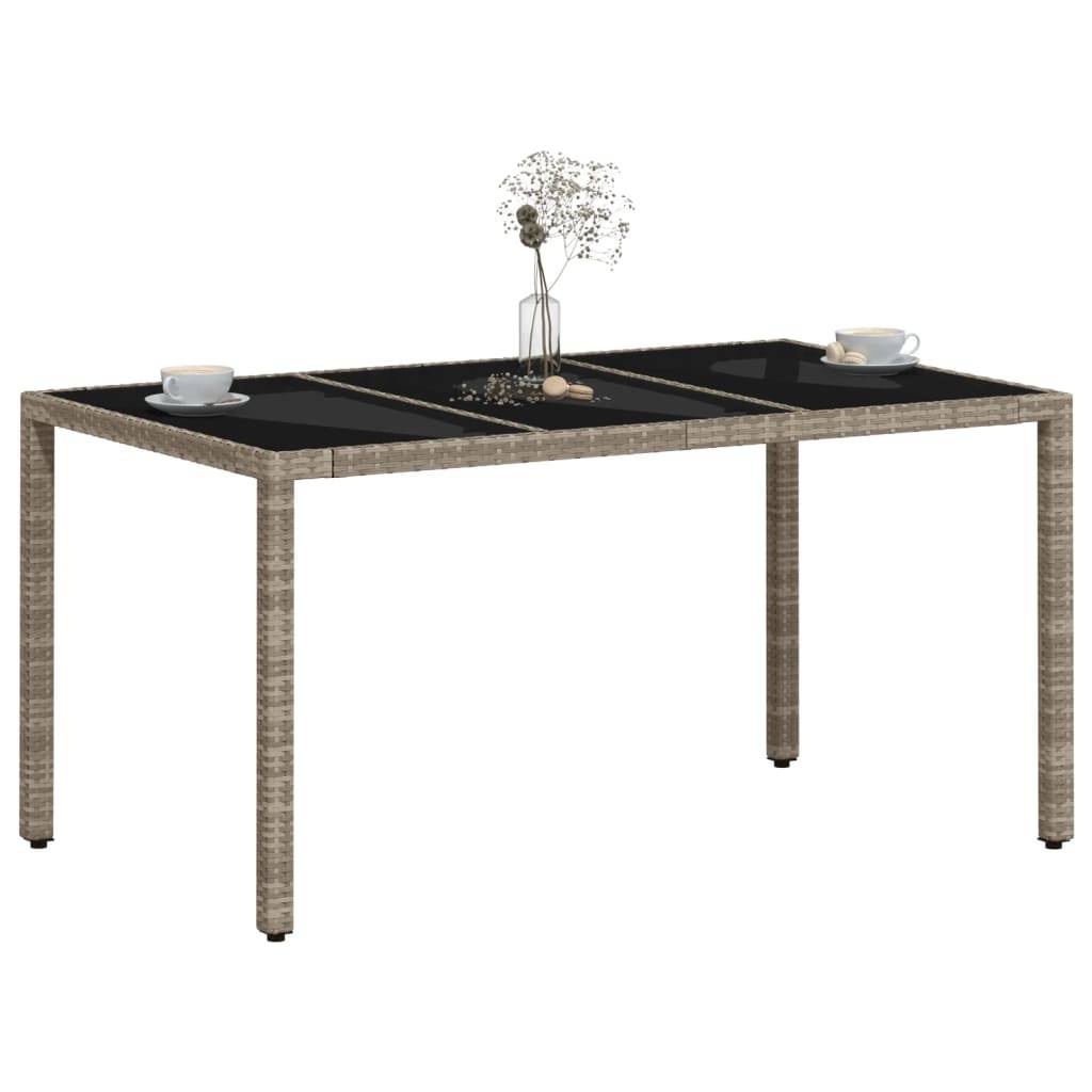 Table de jardin résine tressée verre gris clair 150 x 90 x 75 cm - PANGIVO - Image 4