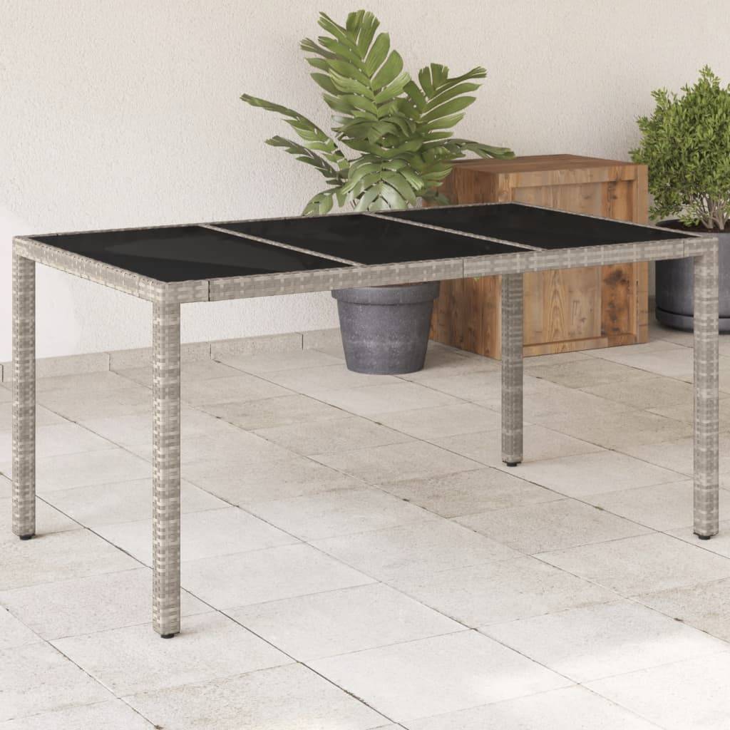 Table de jardin résine tressée verre gris clair 150 x 90 x 75 cm - PANGIVO - Image 1