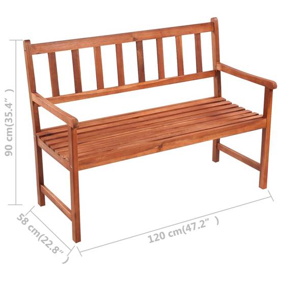 PANGIVO - Banc de jardin bois d'acacia naturel et taupe 120 x 58 x 90 cm - PANGIVO - Image 9