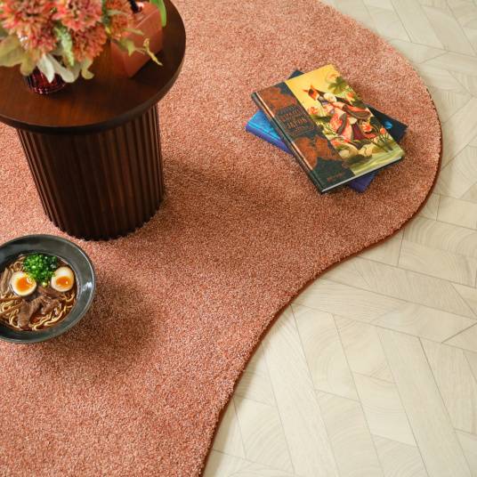 Decoweb - Tapis contemporain de forme organique - Influence - Rose corail - 120 x 180 cm - Decoweb - Image 3