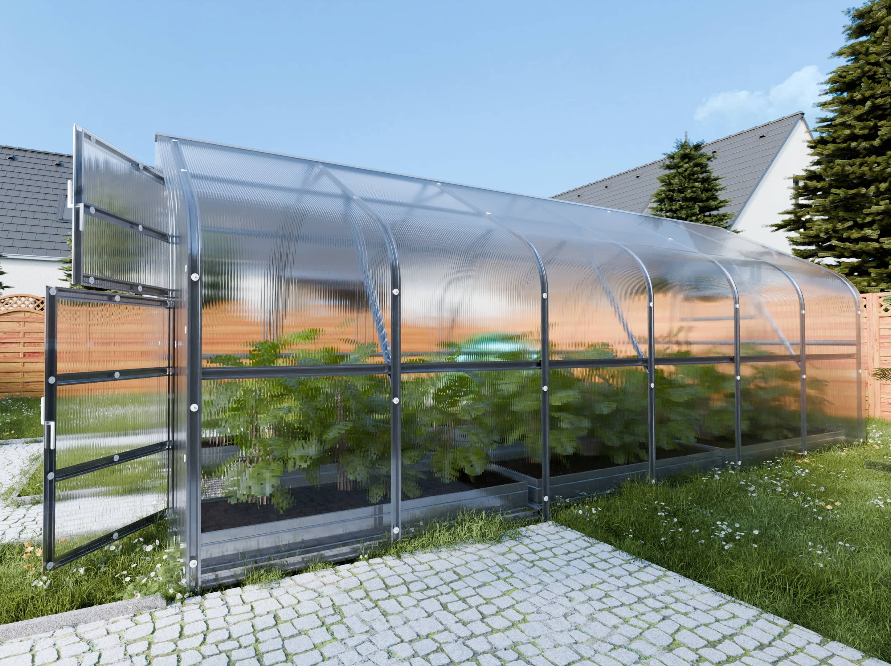 KLASIKA GREENHOUSES - Serre KLASIKA*DROP 15m2, 2,5m x 6m, 4 mm avec revêtement en polycarbonate - Image 1