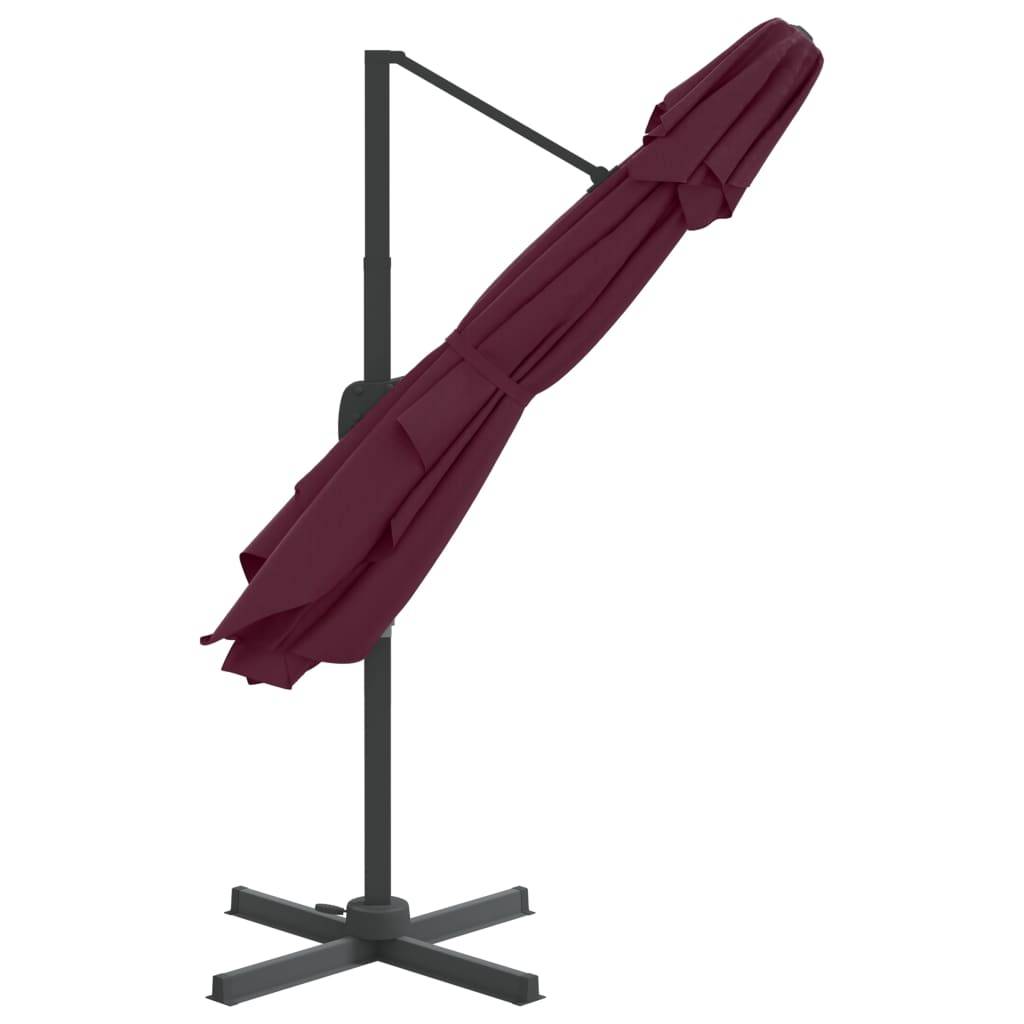 Helloshop26 - Parasol meuble de jardin cantilever à double toit 400 x 300 cm bordeaux rouge - Imagen 5