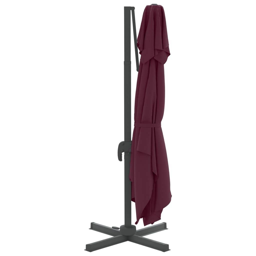 Helloshop26 - Parasol meuble de jardin cantilever à double toit 400 x 300 cm bordeaux rouge - Imagen 4