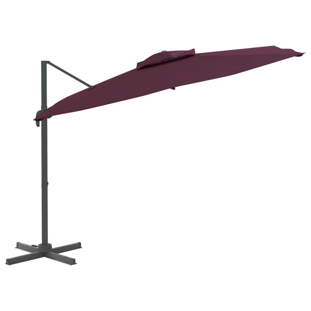 Helloshop26 - Parasol meuble de jardin cantilever à double toit 400 x 300 cm bordeaux rouge - Imagen 2