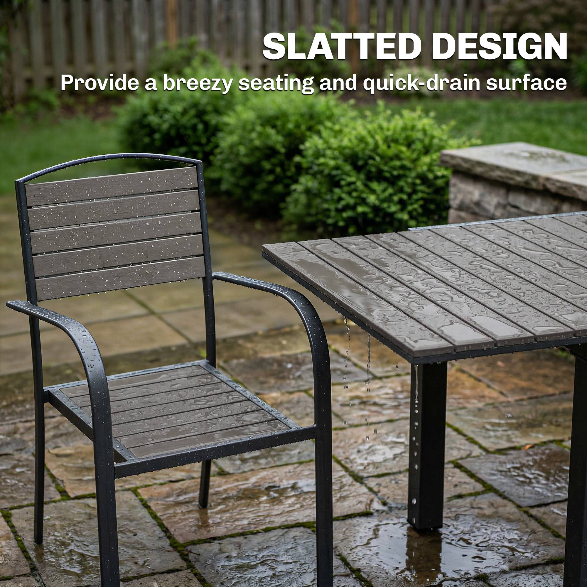 Salon de jardin aluminiums et composites gris 225 x 85 x 75 cm - PANGIVO - Image 10
