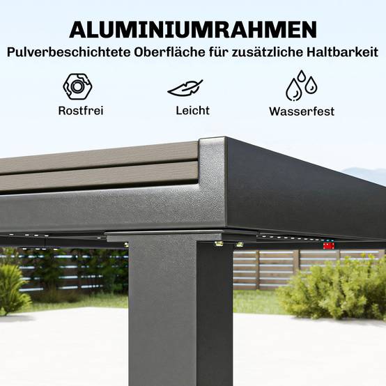 Salon de jardin aluminiums et composites gris 225 x 85 x 75 cm - PANGIVO - Image 7