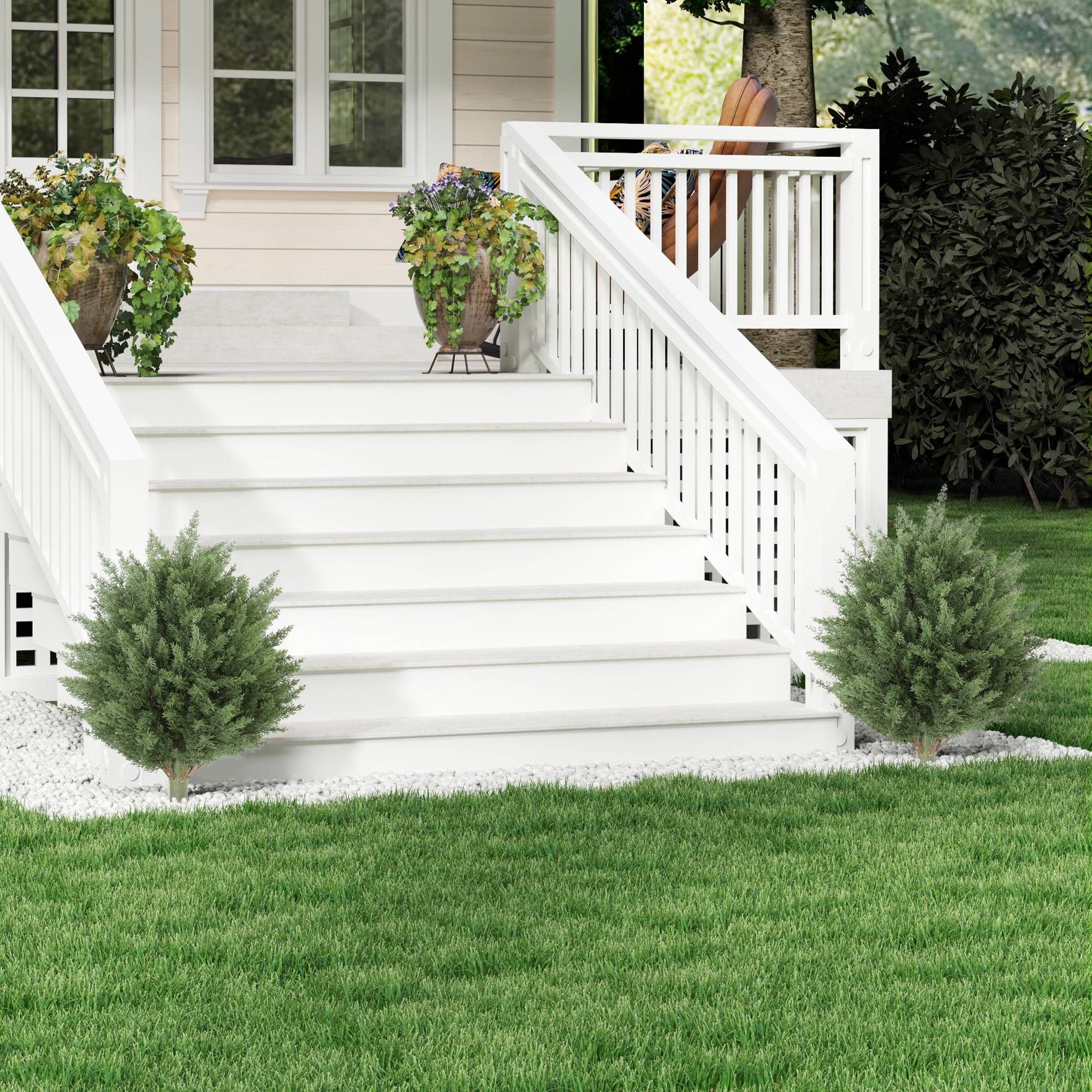 Lot 2 Cyprès Artificiels Plastique Extérieur Jardin Piquet 60cm Vert - ComfortXL Outdoor Living - Image 3
