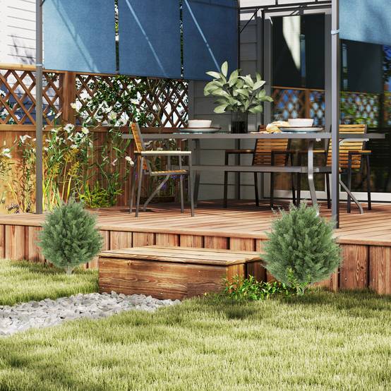 Lot 2 Cyprès Artificiels Plastique Extérieur Jardin Piquet 60cm Vert - ComfortXL Outdoor Living - Image 4