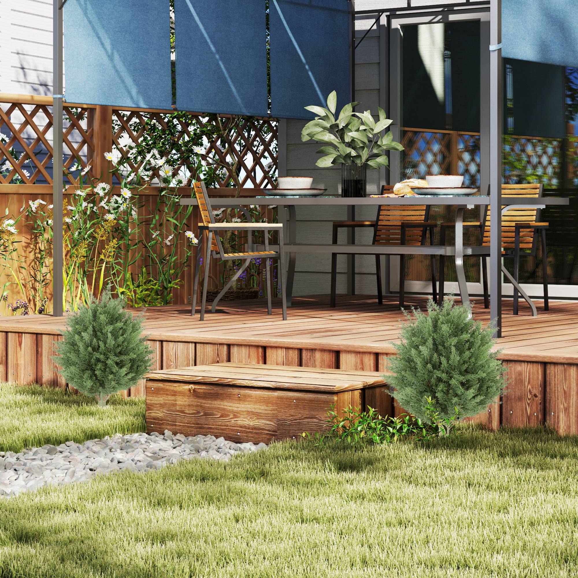 Lot 2 Cyprès Artificiels Plastique Extérieur Jardin Piquet 60cm Vert - ComfortXL Outdoor Living - Image 4