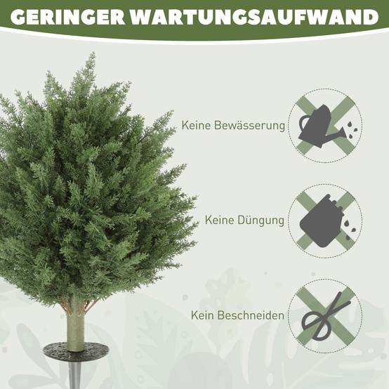 Lot 2 Cyprès Artificiels Plastique Extérieur Jardin Piquet 60cm Vert - ComfortXL Outdoor Living - Image 7