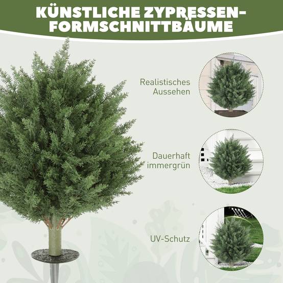Lot 2 Cyprès Artificiels Plastique Extérieur Jardin Piquet 60cm Vert - ComfortXL Outdoor Living - Image 6
