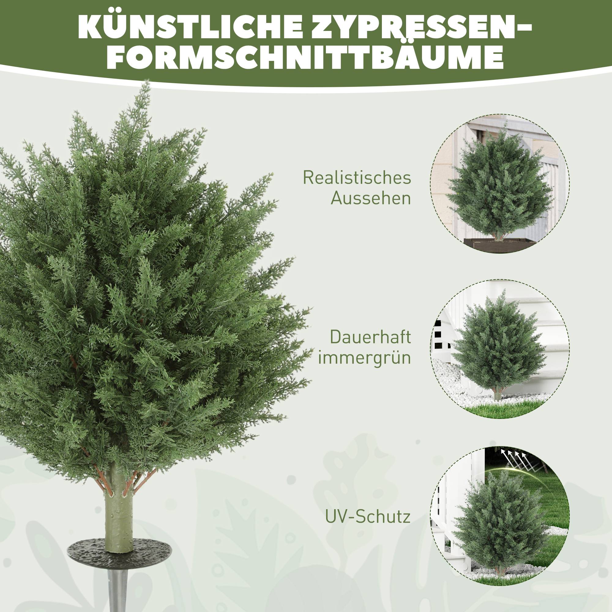 Lot 2 Cyprès Artificiels Plastique Extérieur Jardin Piquet 60cm Vert - ComfortXL Outdoor Living - Image 6