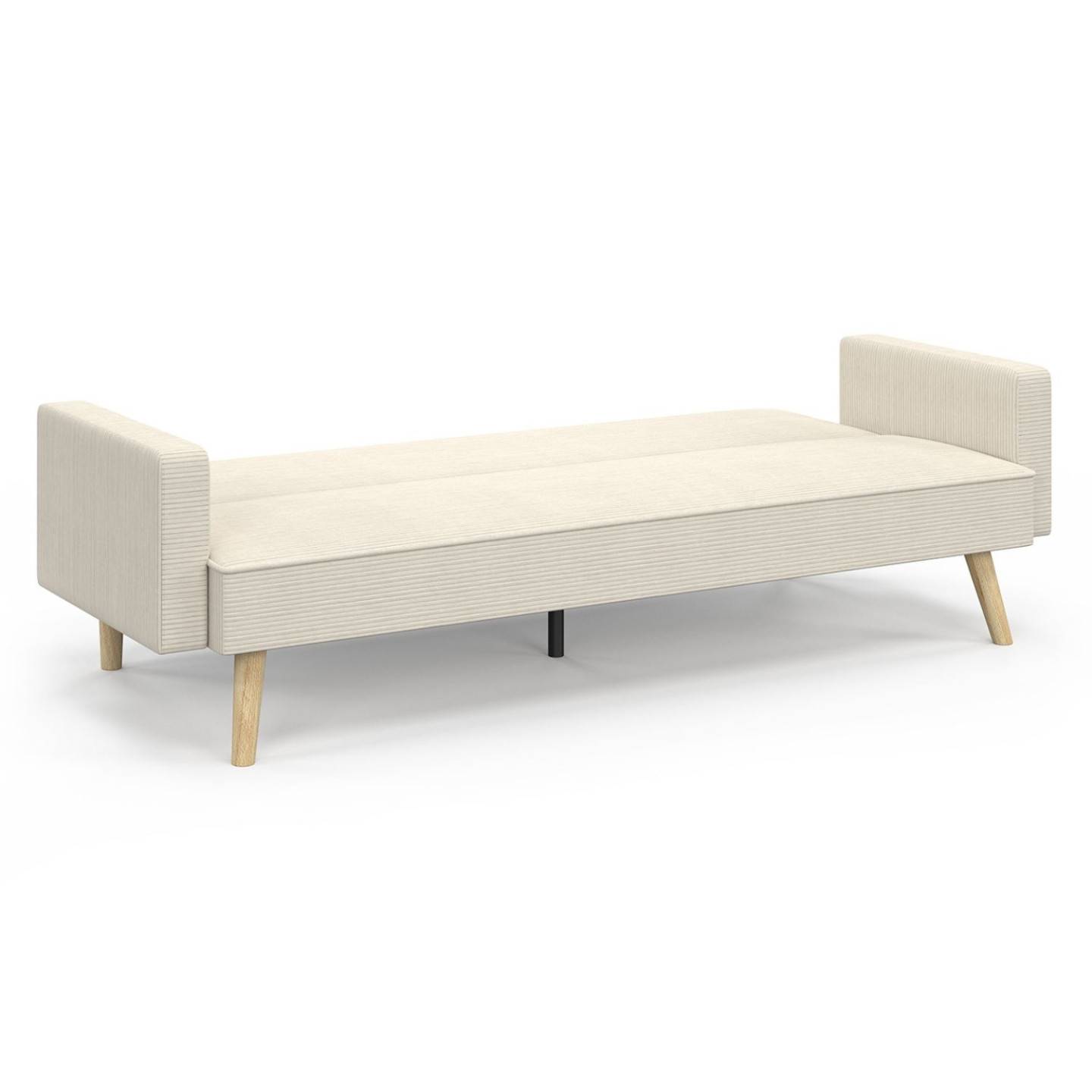 IDMARKET - Canapé droit scandinave 3 places convertible LARS en velours côtelé beige - Image 3