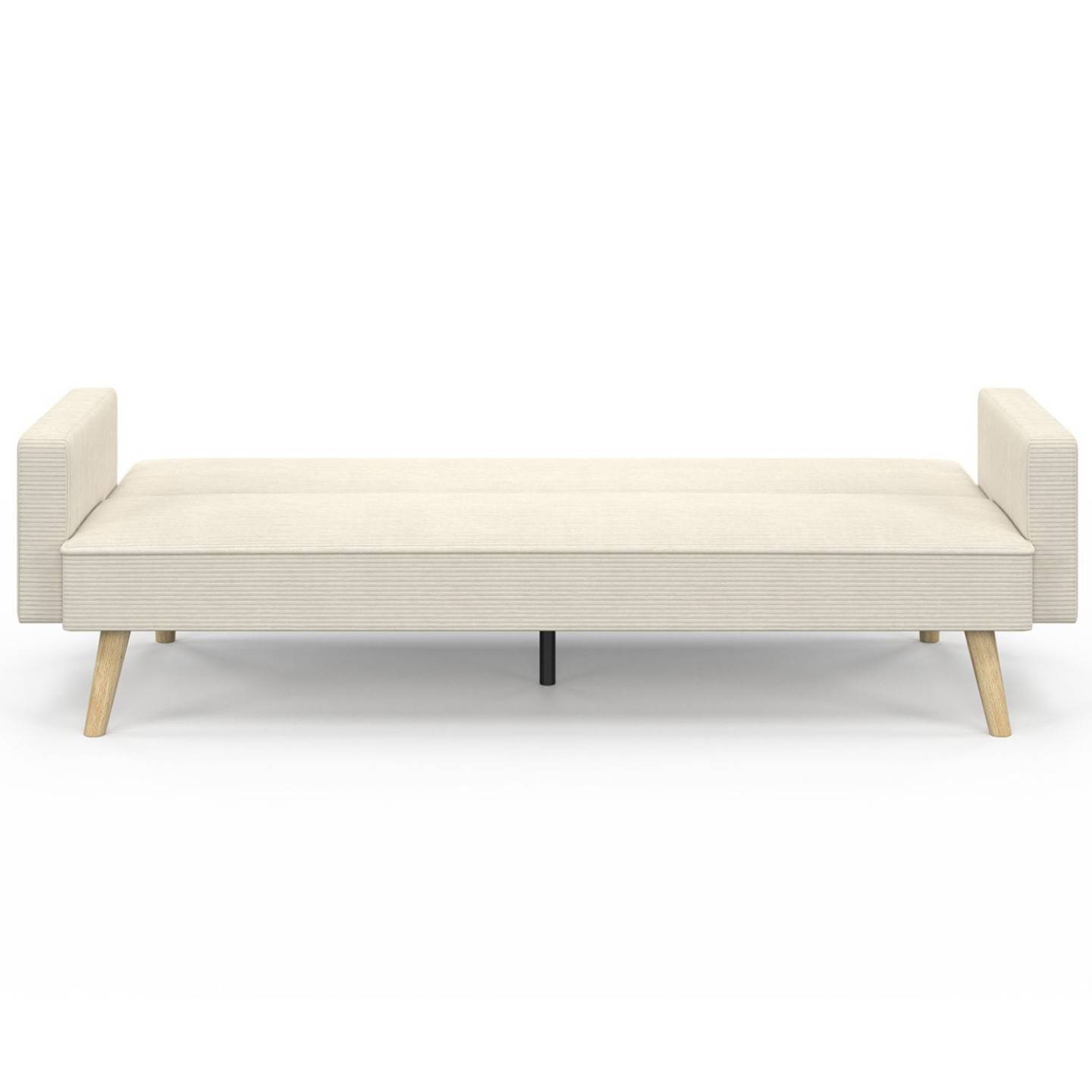 IDMARKET - Canapé droit scandinave 3 places convertible LARS en velours côtelé beige - Image 6