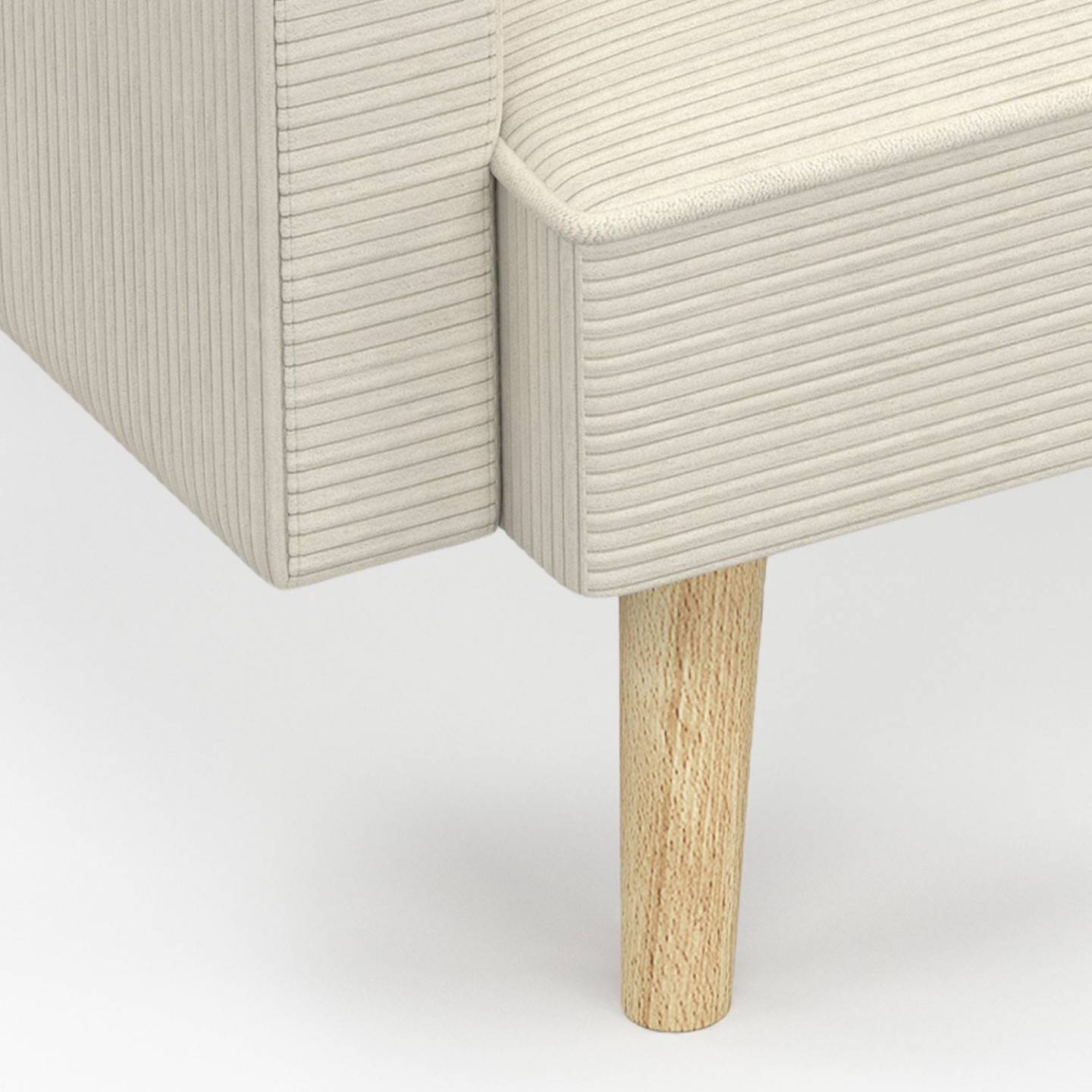 IDMARKET - Canapé droit scandinave 3 places convertible LARS en velours côtelé beige - Image 9