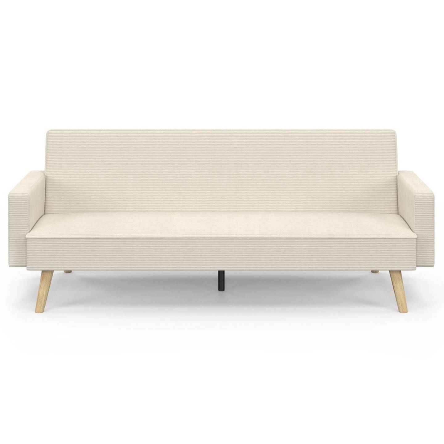 IDMARKET - Canapé droit scandinave 3 places convertible LARS en velours côtelé beige - Image 4