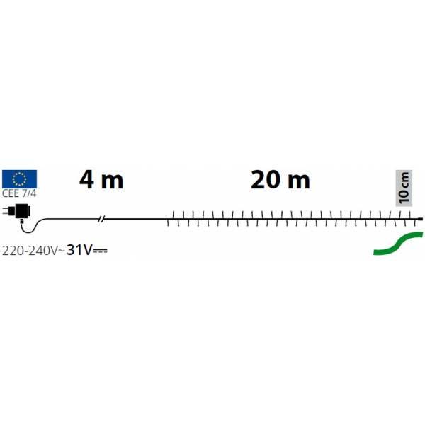 Lotti - Guirlande Lumineuse Crazy 20m effet Flash RGB 200 LED câble vert IP44 Lotti - Imagen 2