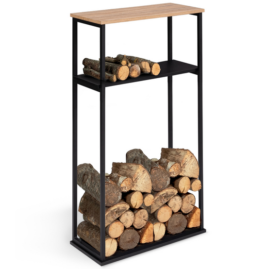 Range bûches vertical large avec 2 étagères 33 x 66 x 112 cm pour cheminée - Image 2