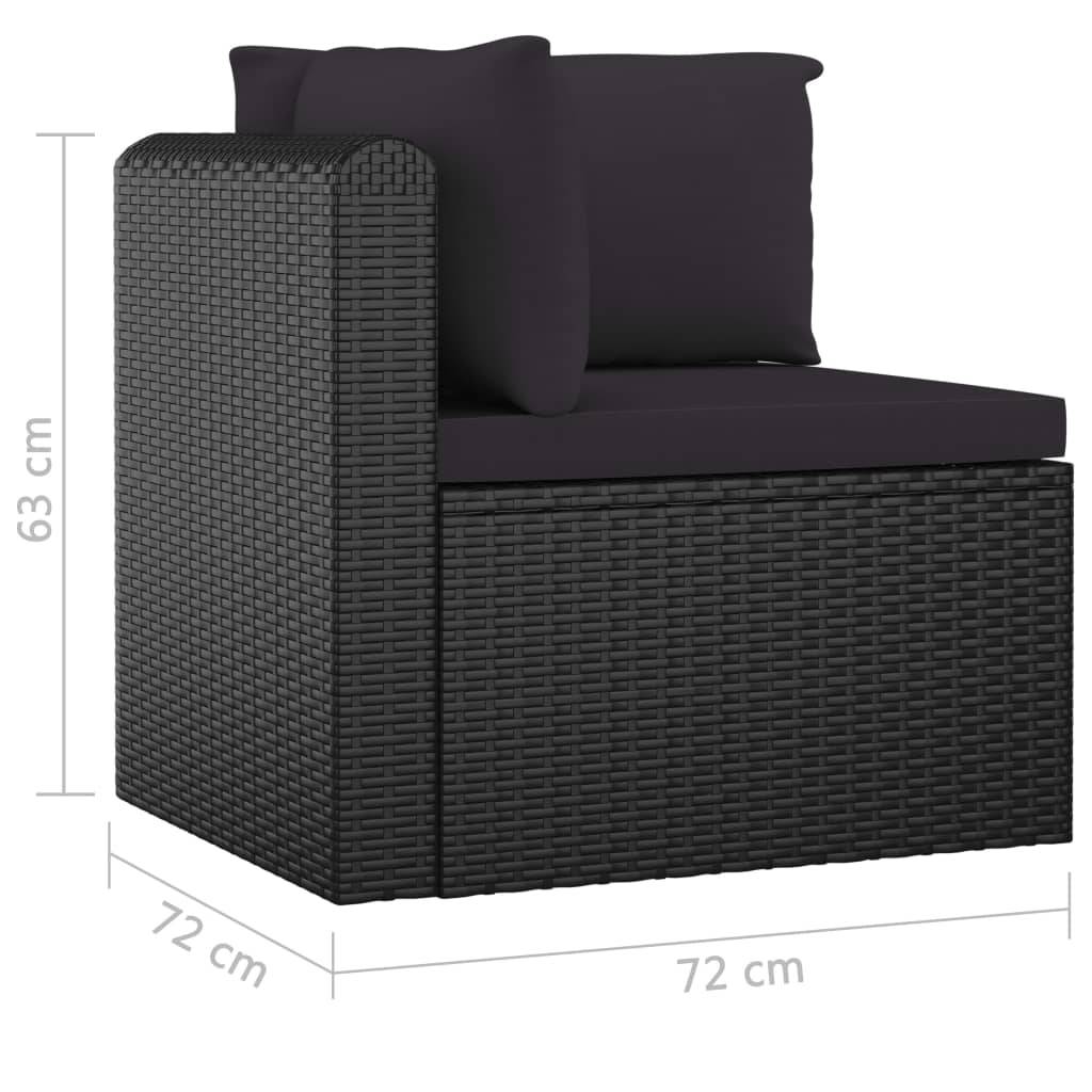 Helloshop26 - Salon de jardin meuble d'extérieur ensemble de mobilier 7 pièces avec coussins résine tressée noir - Imagen 8
