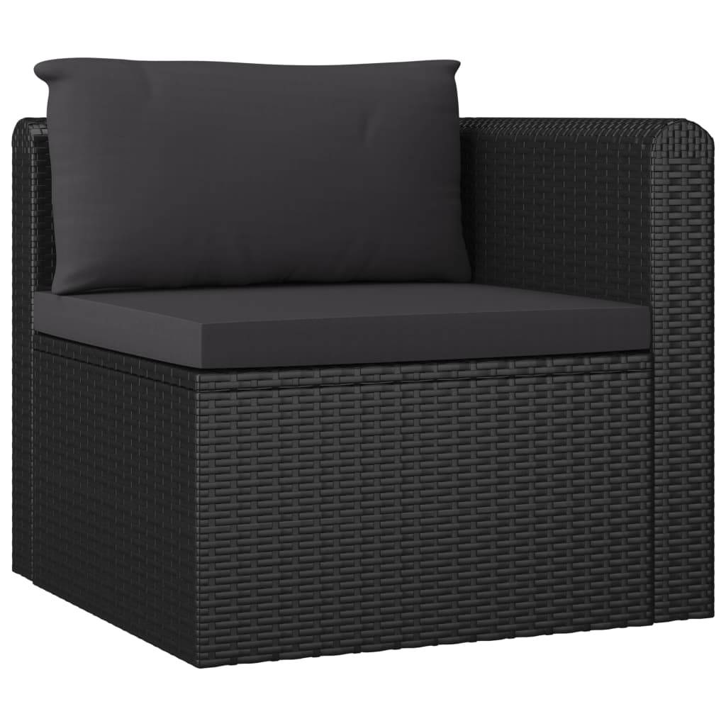 Helloshop26 - Salon de jardin meuble d'extérieur ensemble de mobilier 7 pièces avec coussins résine tressée noir - Imagen 4