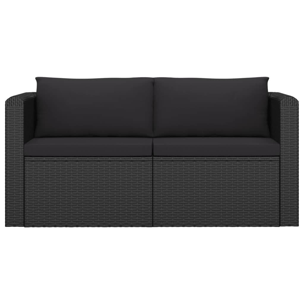 Helloshop26 - Salon de jardin meuble d'extérieur ensemble de mobilier 7 pièces avec coussins résine tressée noir - Imagen 6