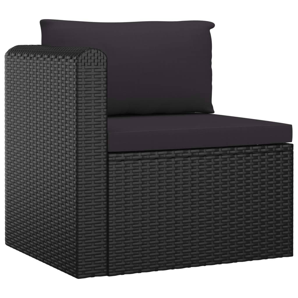 Helloshop26 - Salon de jardin meuble d'extérieur ensemble de mobilier 7 pièces avec coussins résine tressée noir - Imagen 5