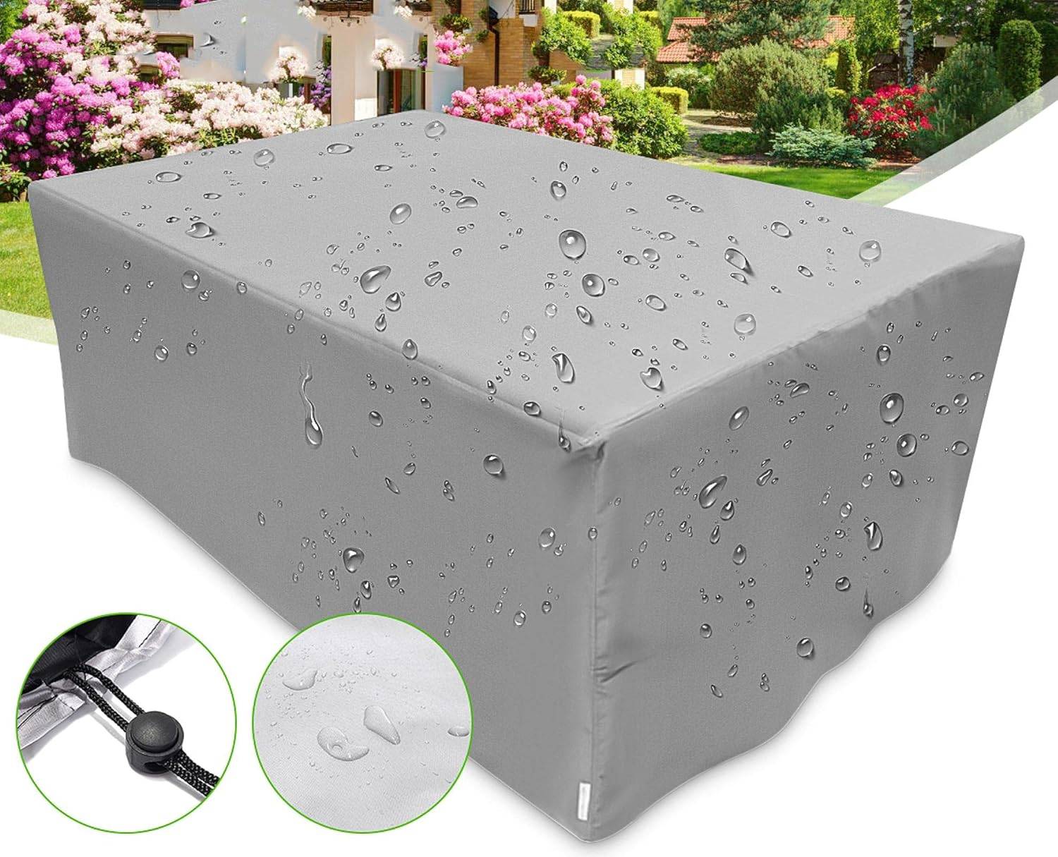 IntiMeg - Housse Salon de Jardin 210D Oxford Tissu Housse de Protection pour Mobilier Protection contre la pluie et la poussière, Anti-UV (100x100x85cm - Image 2
