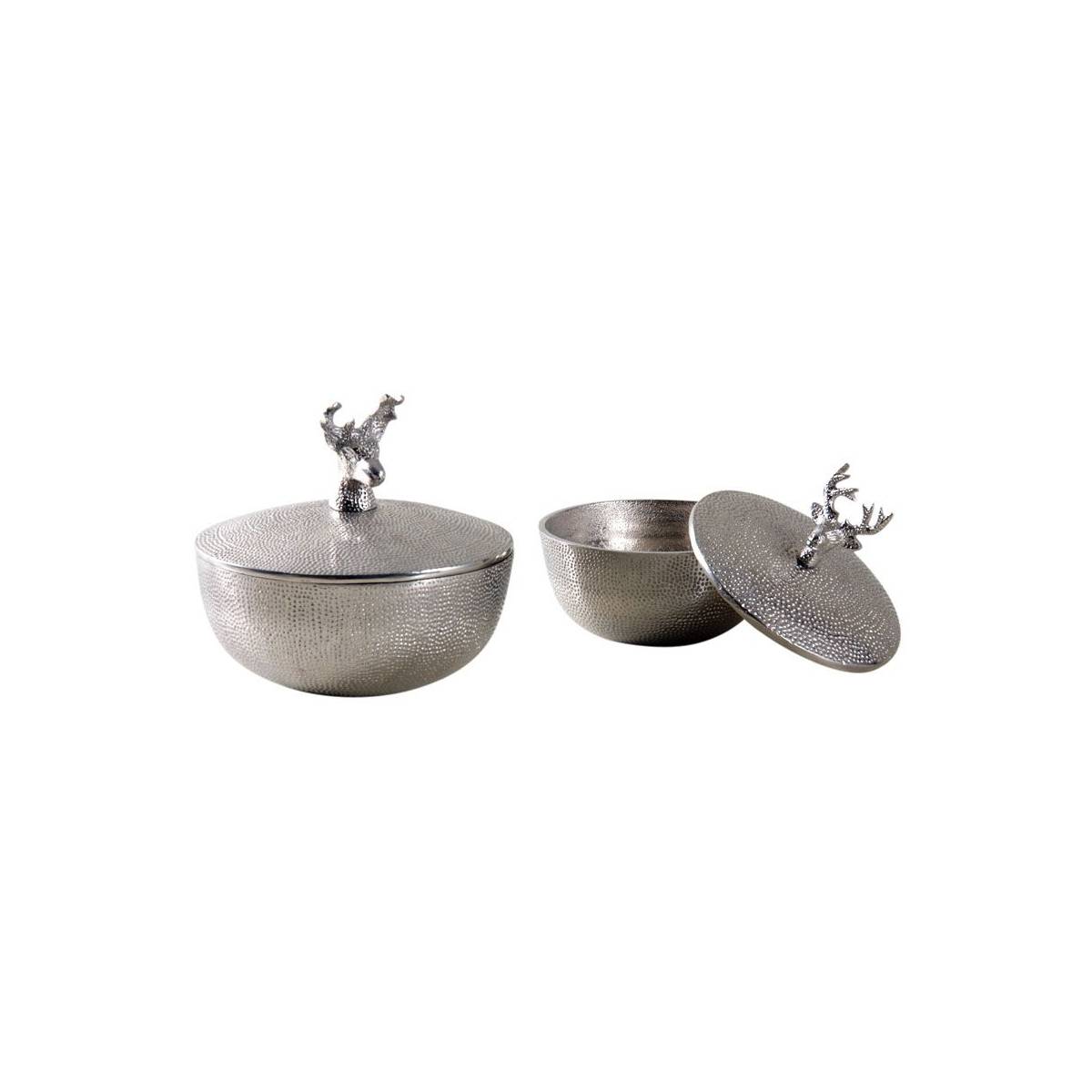 Aubry Gaspard - Boites rondes cerfs en aluminium (Lot de 2) - Imagen 1