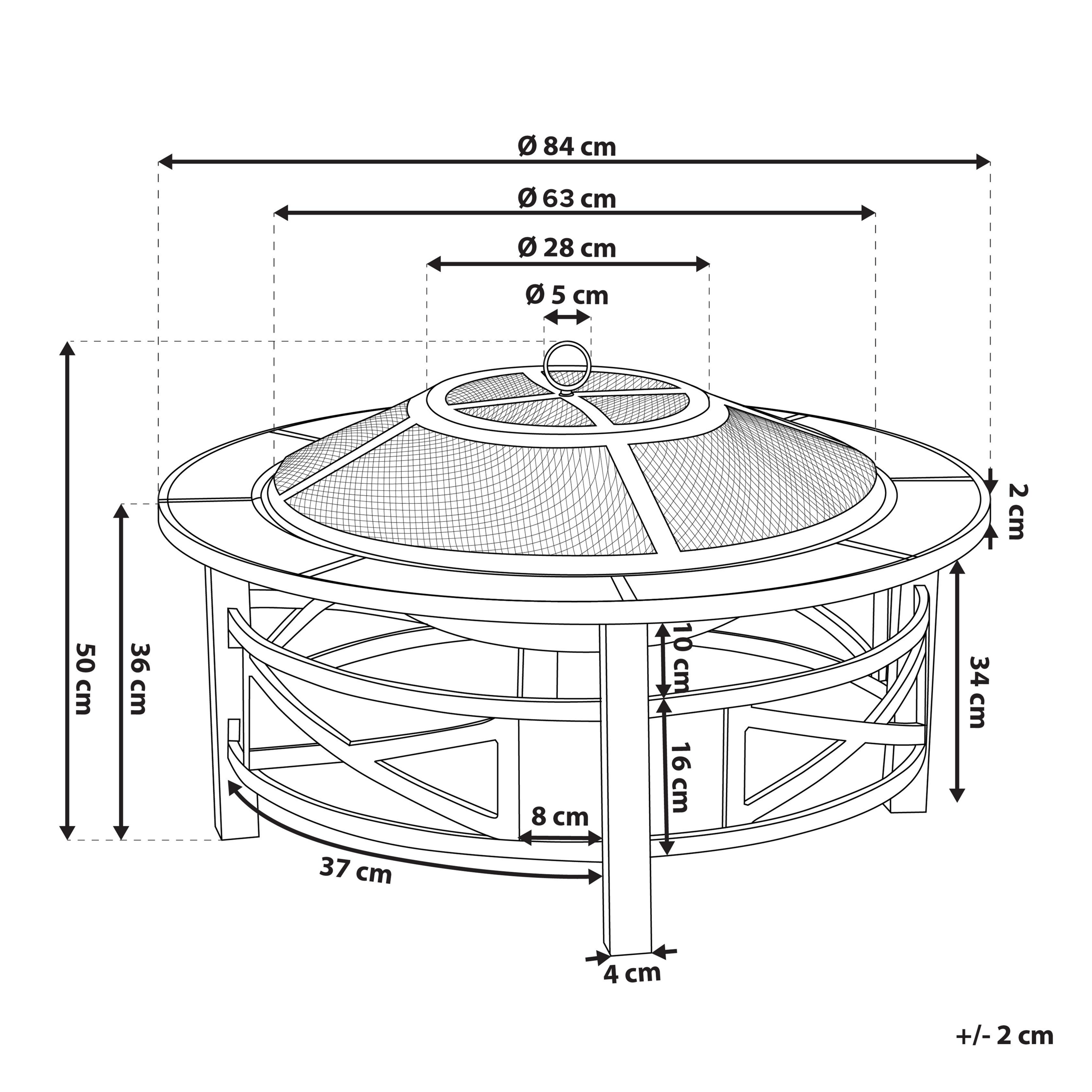 Beliani - Braséro de Jardin en Acier Noir et Céramique Beige Chauffage Extérieur avec Fonction Barbecue Pratique et Elégant - Imagen 3