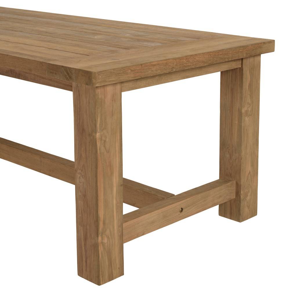Macabane - KALLY - Table à manger de jardin 220cm bois teck recyclé pieds droits - Imagen 6