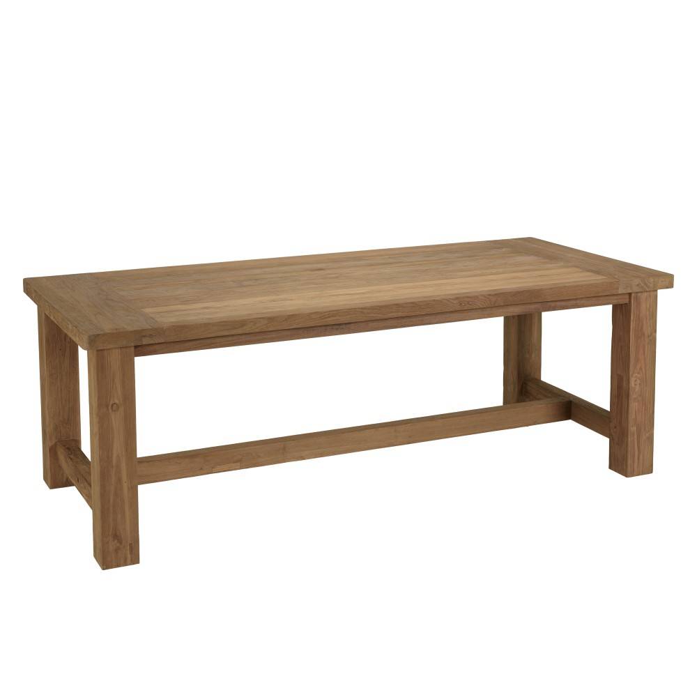 Macabane - KALLY - Table à manger de jardin 220cm bois teck recyclé pieds droits - Imagen 1