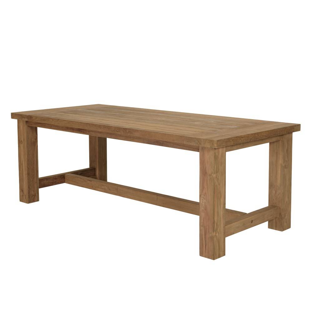 Macabane - KALLY - Table à manger de jardin 220cm bois teck recyclé pieds droits - Imagen 4