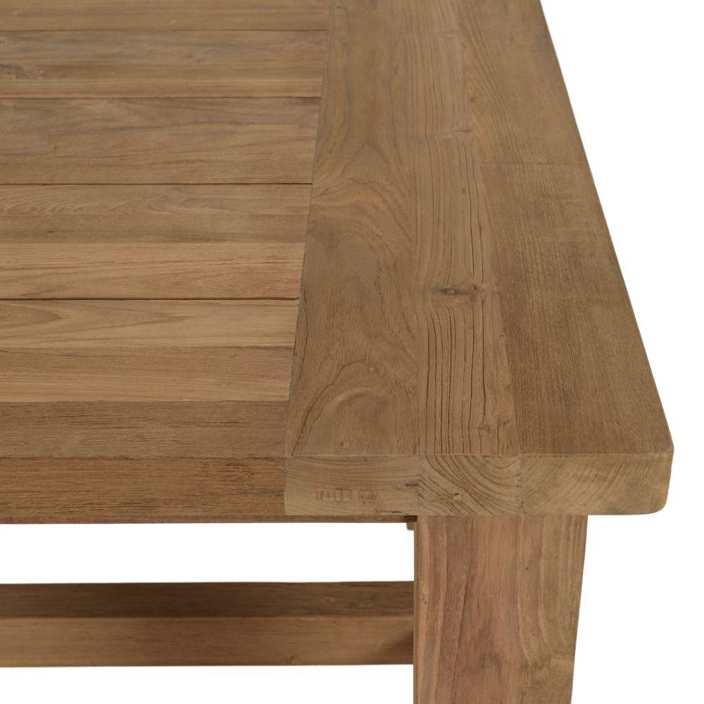 Macabane - KALLY - Table à manger de jardin 220cm bois teck recyclé pieds droits - Imagen 5