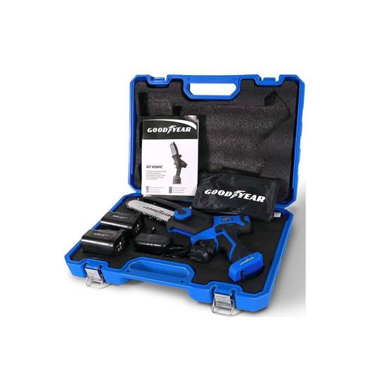 Scie elagage sans fil 16,8V 2 batteries lithium 4Ah Chargeur et kit d'outils inclus Mini Tronçonneuse GOODYEAR - Image 3