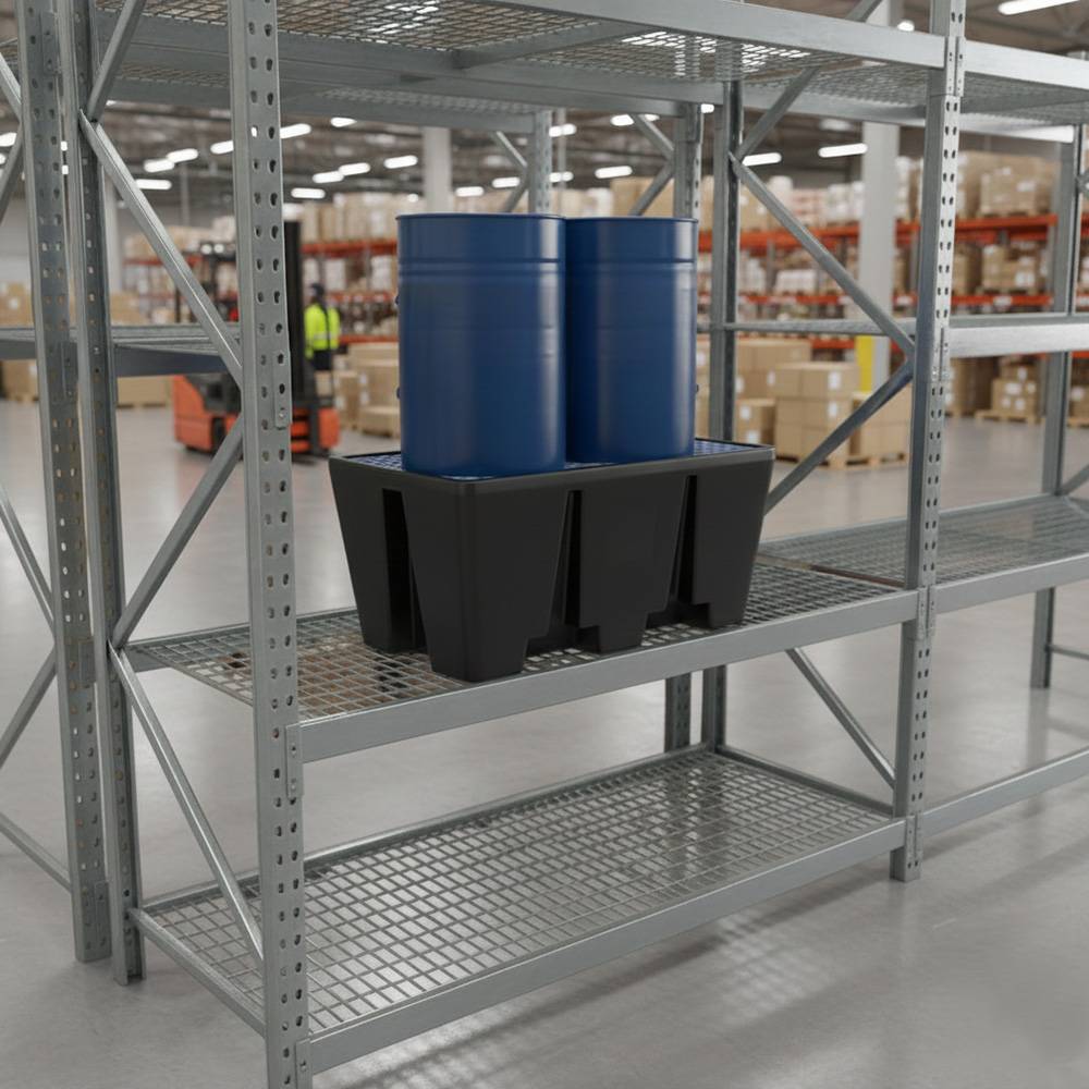 Bac de rétention pehd 300l eco pour 2 fûts - plast'up rotomoulage - Imagen 4