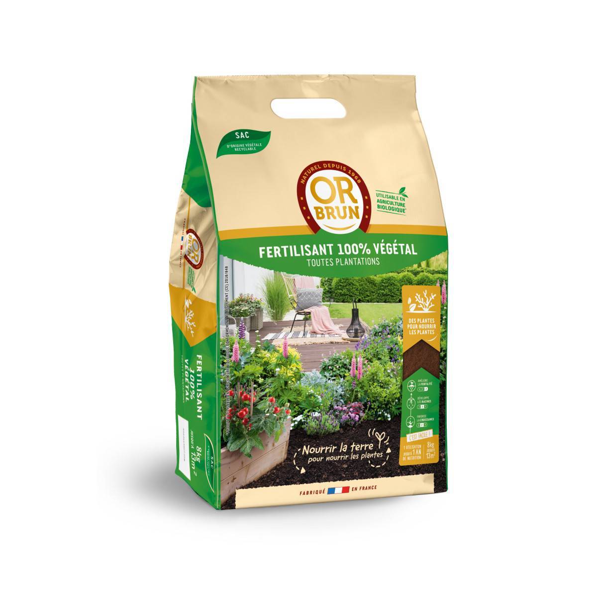 Or Brun - Fertilisant 100% Végétal Or Brun 8 kg - Nourrissez votre sol naturellement - Image 1