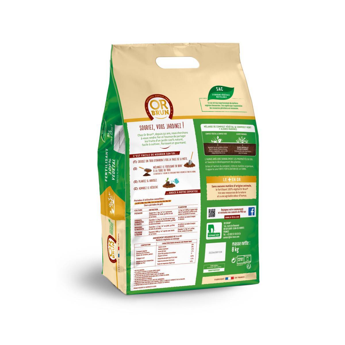 Or Brun - Fertilisant 100% Végétal Or Brun 8 kg - Nourrissez votre sol naturellement - Image 2