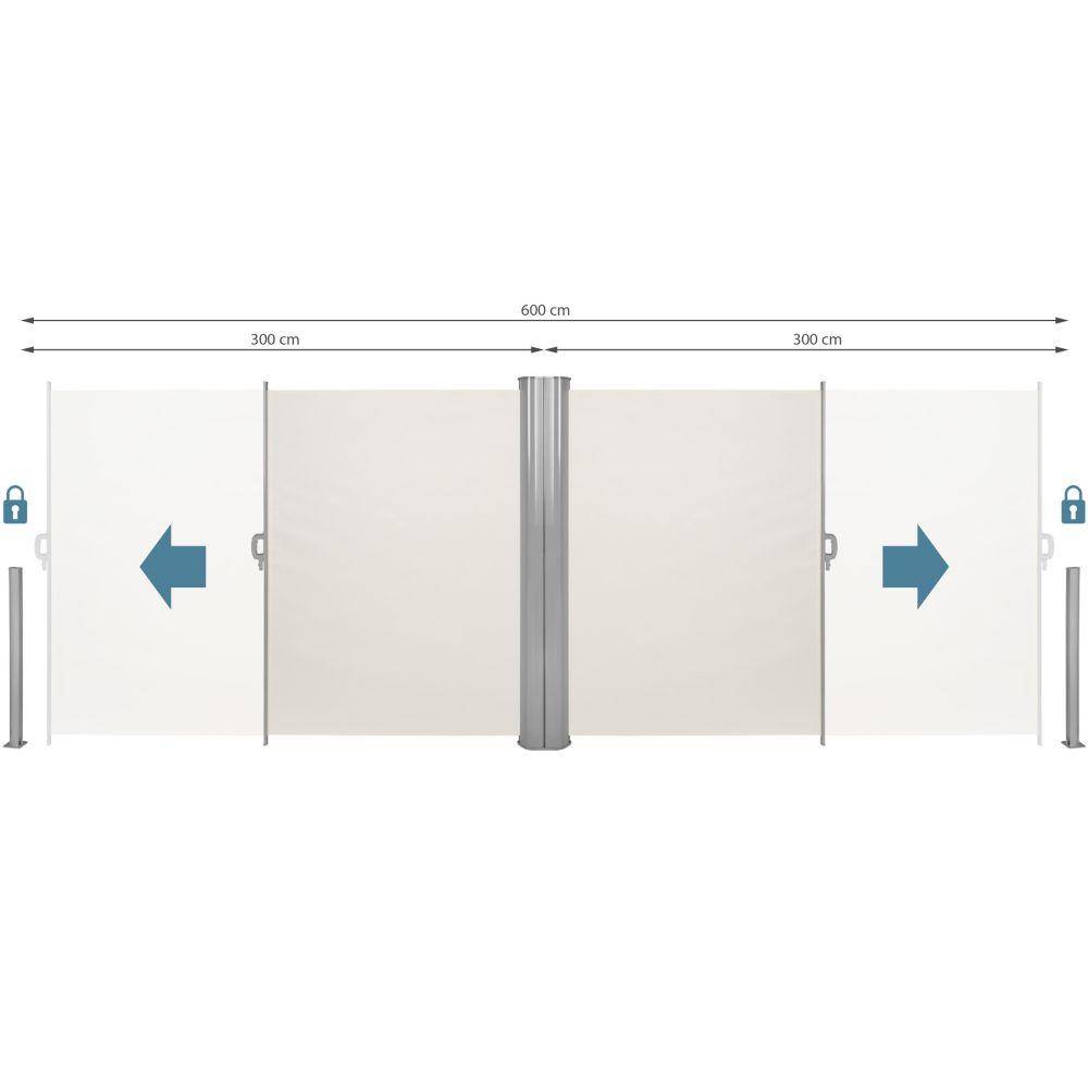 Helloshop26 - Auvent store latéral brise-vue paraventrétractable double beige 200 x 600 cm - Imagen 2