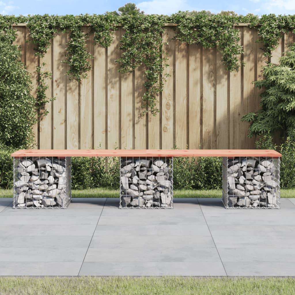 Maison Chic - Banc de jardin - Banc d'extérieur - Banquette design gabion 203x44x42cm bois massif de douglas - Imagen 2