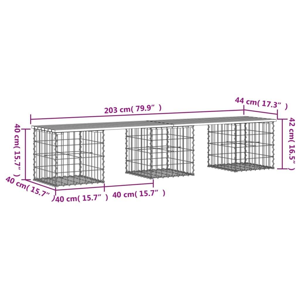 Maison Chic - Banc de jardin - Banc d'extérieur - Banquette design gabion 203x44x42cm bois massif de douglas - Imagen 8