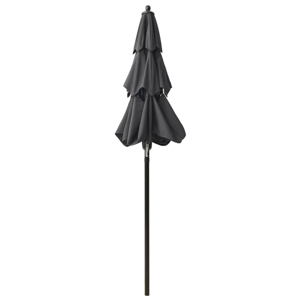 Helloshop26 - Parasol à 3 niveaux avec mât en aluminium 2 m anthracite - Imagen 4