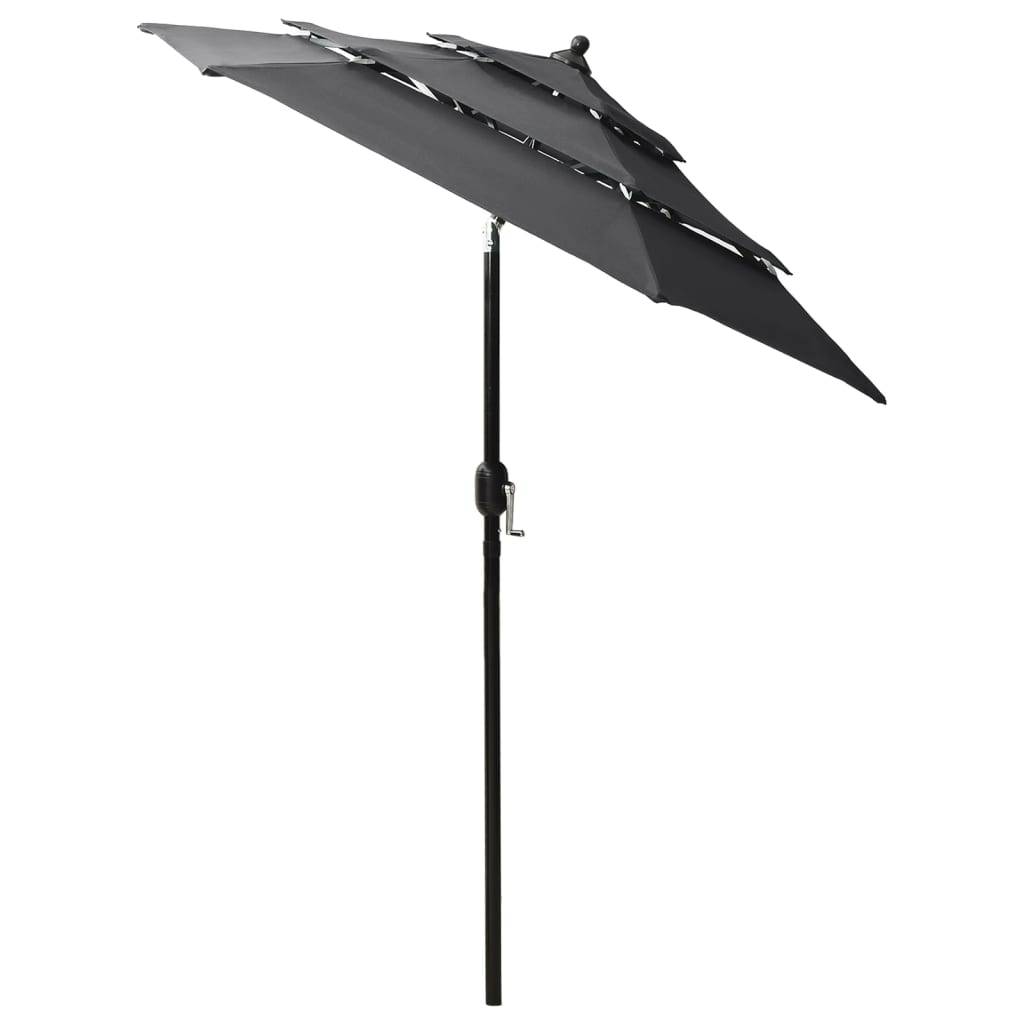 Helloshop26 - Parasol à 3 niveaux avec mât en aluminium 2 m anthracite - Imagen 3