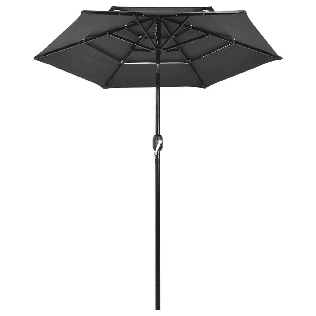 Helloshop26 - Parasol à 3 niveaux avec mât en aluminium 2 m anthracite - Imagen 2
