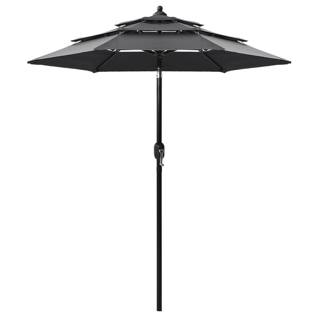 Helloshop26 - Parasol à 3 niveaux avec mât en aluminium 2 m anthracite - Imagen 1