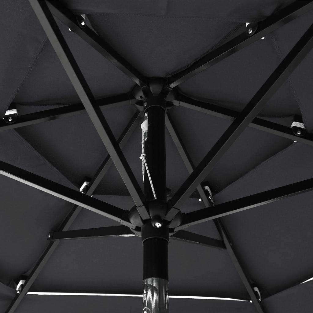 Helloshop26 - Parasol à 3 niveaux avec mât en aluminium 2 m anthracite - Imagen 5