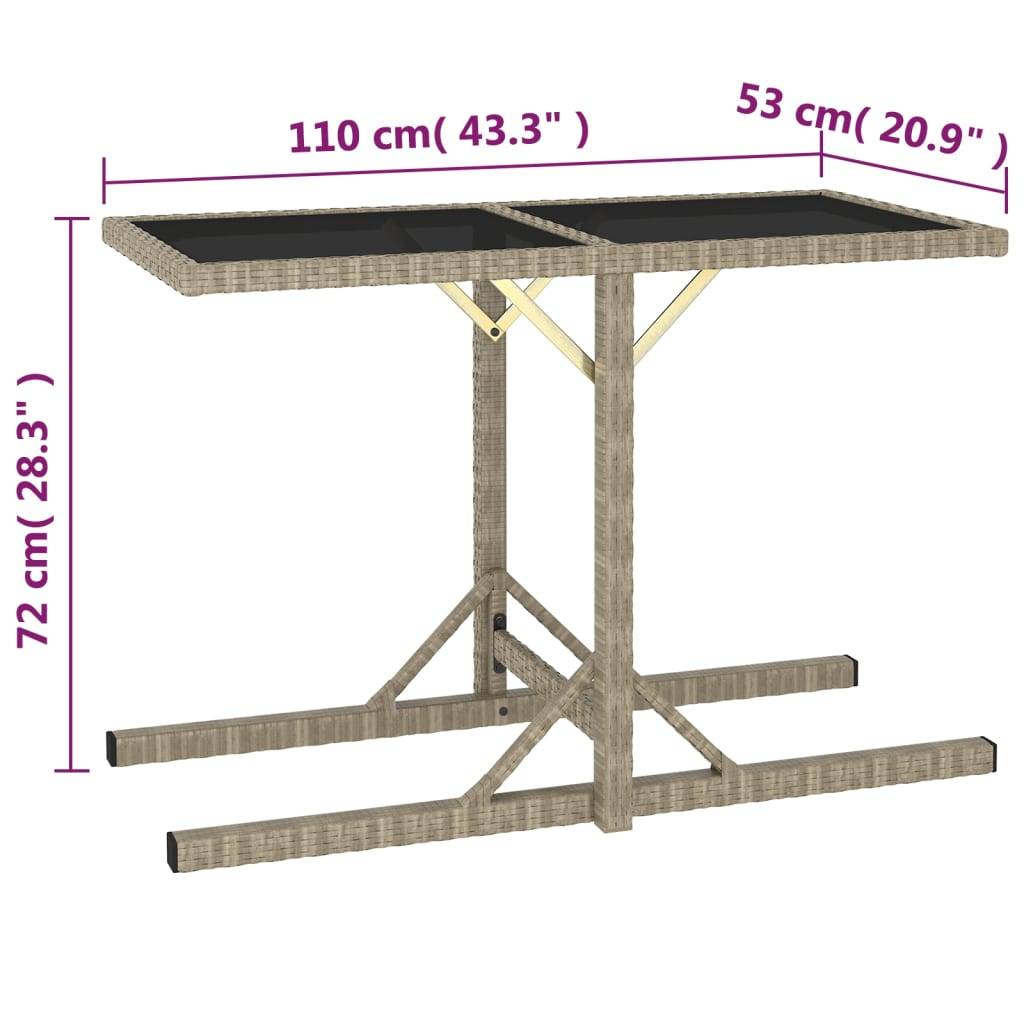 ComfortXL - Table à Manger de Jardin Beige en Résine Tressée et Verre, Design Moderne, 110x53 cm – ComfortXL Outdoor Living - Image 5