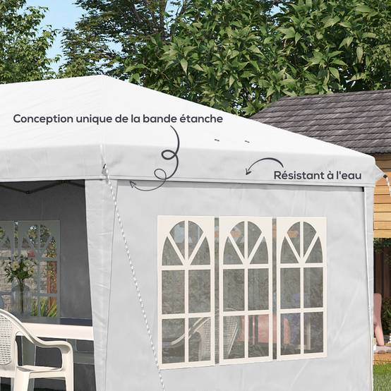 Tonnelle pliante polyester blanc 585 x 295 x 270 cm - PANGIVO - Image 8