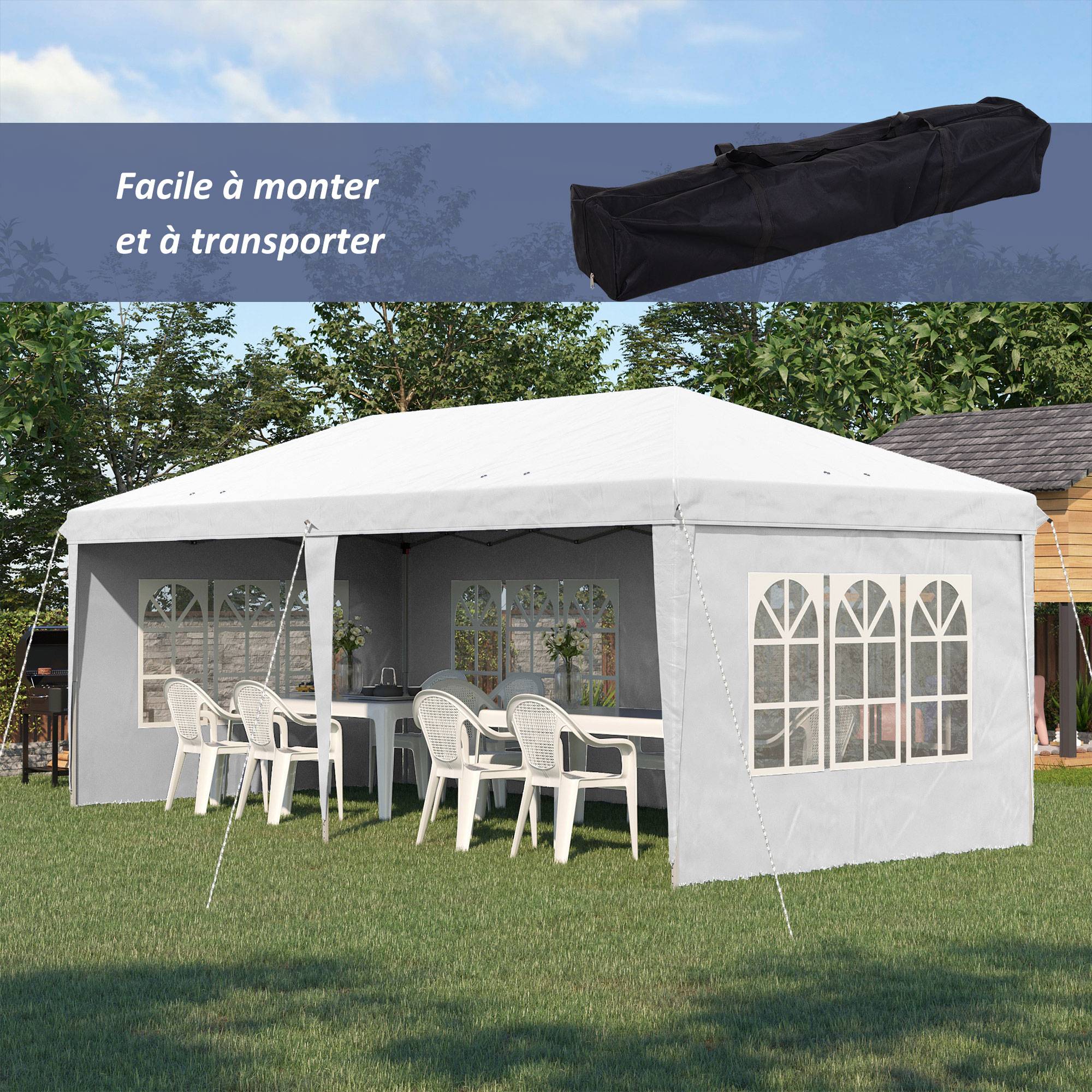 Tonnelle pliante polyester blanc 585 x 295 x 270 cm - PANGIVO - Image 6